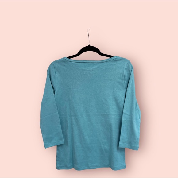 TALBOTS Cotton Long Sleeve Tee/ Blue Frosting - Picture 4 of 4